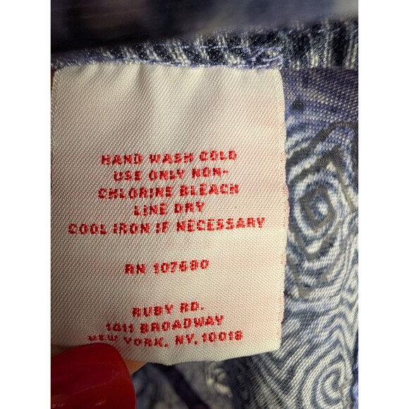 Ruby Rd Womens Top Button Up Collared Shirt Pockets Indigo Size 20W Coastal Prep - Picture 7 of 9